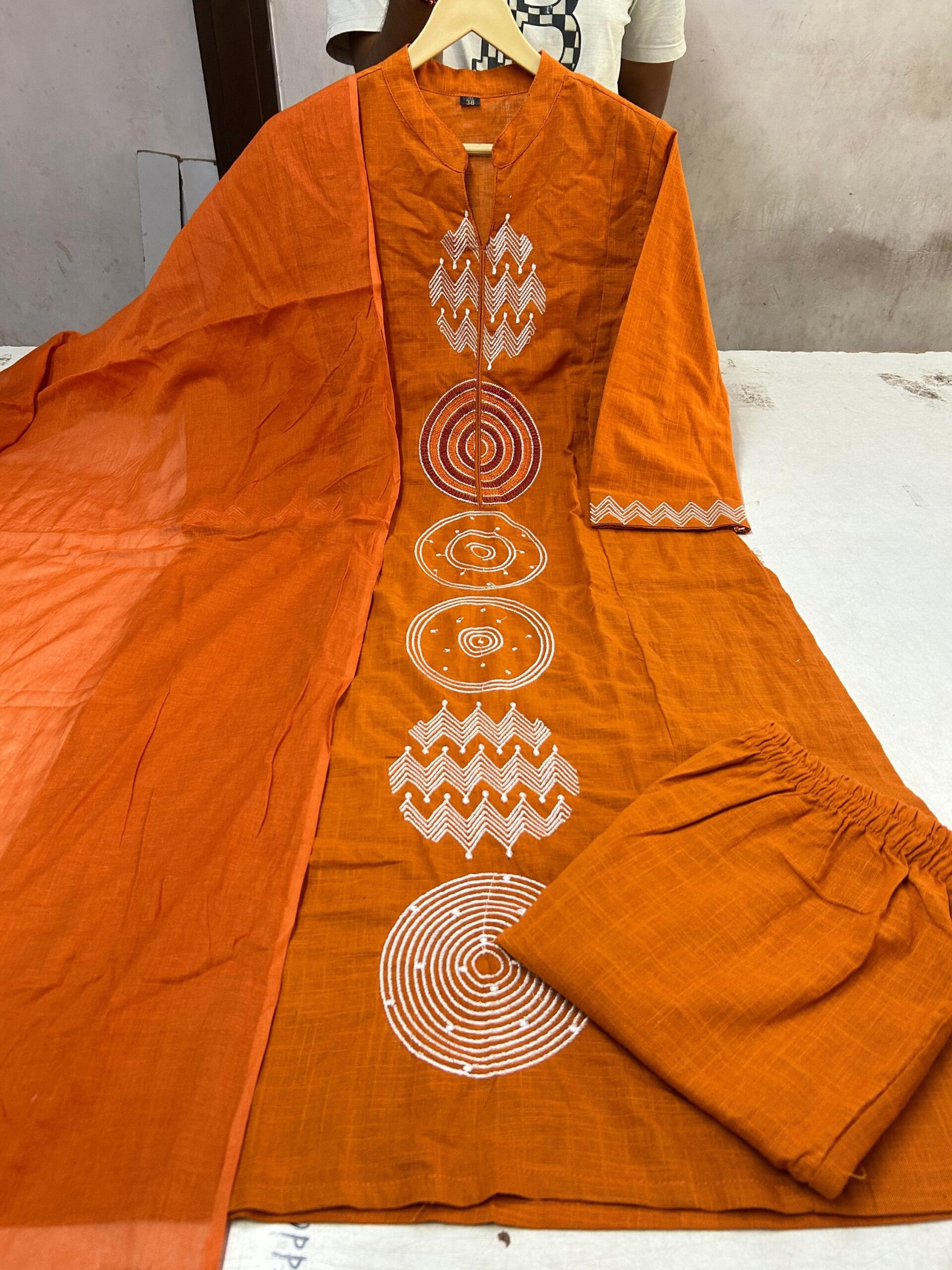 COTTON KURTI WITH PENT WITH DUPATTA RUST COLOUR - Image 2